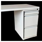 White Office Desk with 3-Drawer Pedestal