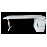 White Office Desk with 3-Drawer Pedestal
