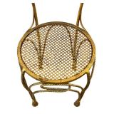 Gold Painted Metal Bistro Chair with Intricate Back Design