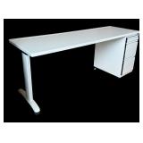 White Office Desk with 3-Drawer Pedestal