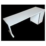 White Office Desk with 3-Drawer Pedestal