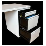 White Office Desk with 3-Drawer Pedestal