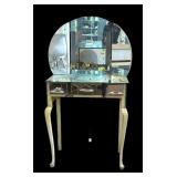 Mirrored Vanity Table with Elegant Curved Legs