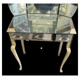 Mirrored Vanity Table with Elegant Curved Legs