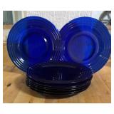 Set of Eight Bermioli Rocco Cobalt Blue Glass Plates