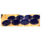 Set of Eight Bermioli Rocco Cobalt Blue Glass Plates