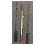 Six Fishing Poles with Two Red Wolf Reels