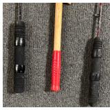 Six Fishing Poles with Two Red Wolf Reels