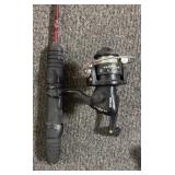 Six Fishing Poles with Two Red Wolf Reels