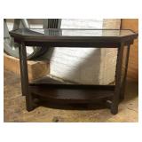 Mahogany Finish Console Table with Glass Inset