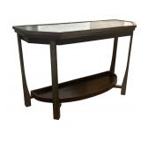 Mahogany Finish Console Table with Glass Inset