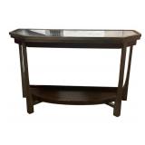 Mahogany Finish Console Table with Glass Inset