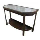 Mahogany Finish Console Table with Glass Inset