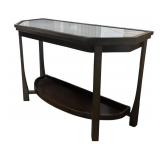 Mahogany Finish Console Table with Glass Inset