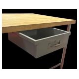 Heavy-Duty Work Table with Butcher Block Top and Storage