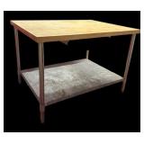 Heavy-Duty Work Table with Butcher Block Top and Storage