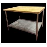 Heavy-Duty Work Table with Butcher Block Top and Storage