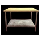 Heavy-Duty Work Table with Butcher Block Top and Storage