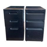 Two Black Metal File Cabinets