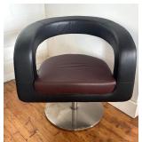 Modern Black and Brown Faux Leather Swivel Chair by Limitless