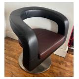 Modern Black and Brown Faux Leather Swivel Chair by Limitless