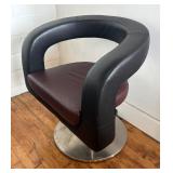 Modern Black and Brown Faux Leather Swivel Chair by Limitless