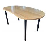 Large Kidney Shaped Office Conference Table with Black Legs
