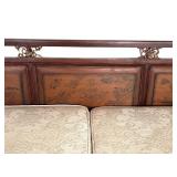 Vintage Opium Bed with Intricate Carvings and Cushions