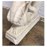 Vintage Hollywood Regency Chinoiserie Asian Dragons Statue Glass Console Table