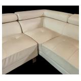 Poundex White Faux Leather Sectional Sofa