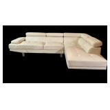 Poundex White Faux Leather Sectional Sofa