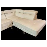 Poundex White Faux Leather Sectional Sofa