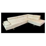 Poundex White Faux Leather Sectional Sofa
