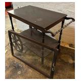 Vintage Mahogany Tea Cart with Removable Glass Serving Tray