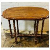 Vintage Wooden Side Table with Barley Twist Legs