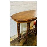 Vintage Wooden Side Table with Barley Twist Legs