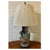 Vintage Chinoiserie Table Lamp / Birds Tropical Floral Asian Vase Lamp