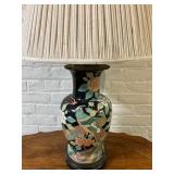 Vintage Chinoiserie Table Lamp / Birds Tropical Floral Asian Vase Lamp
