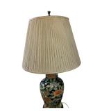 Vintage Chinoiserie Table Lamp / Birds Tropical Floral Asian Vase Lamp