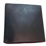 Black Faux Leather Ottoman with Wooden Legs
