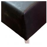 Black Faux Leather Ottoman with Wooden Legs