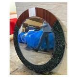 David Marshall Round Wall Mirror with Stone Inlay, 45" Diameter