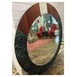 David Marshall Round Wall Mirror with Stone Inlay, 45" Diameter
