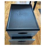 Two Drawer Metal Filing Cabinet on Wheels