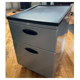 Two Drawer Metal Filing Cabinet on Wheels