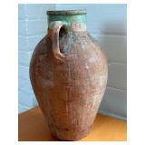 Vintage Two Handled Turkish Terracotta Vase / Pottery Clay Pot