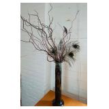 Large Test Tube Style Glass Vase with Faux Foliage