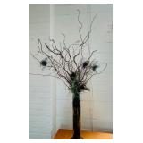 Large Test Tube Style Glass Vase with Faux Foliage