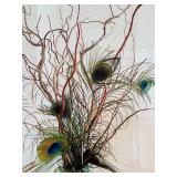 Large Test Tube Style Glass Vase with Faux Foliage