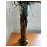 Large Test Tube Style Glass Vase with Faux Foliage
